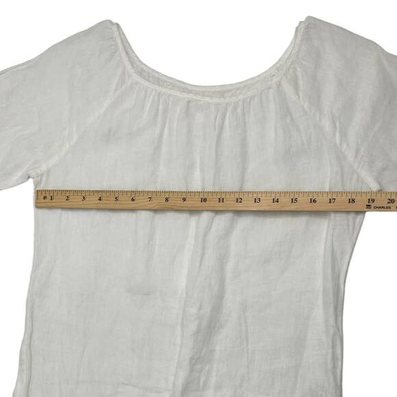 120% LINO Luxury Italian Sheer Linen Ruffle Dress SZ 38 - Picture 9 of 15